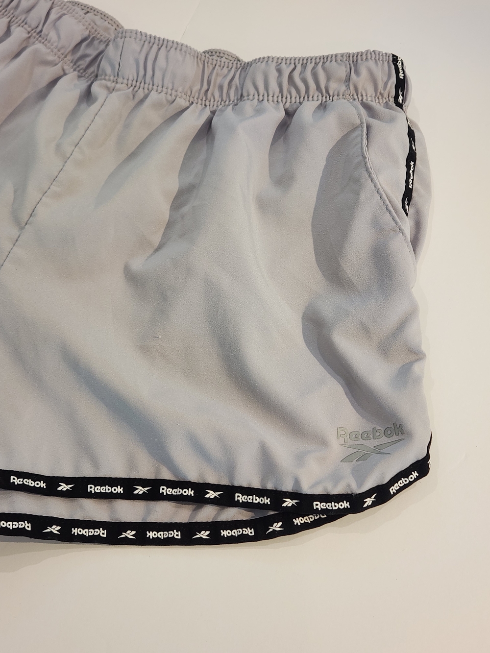 Reebok Light Gray Running Shorts with Black Trim - Picture 3 of 5